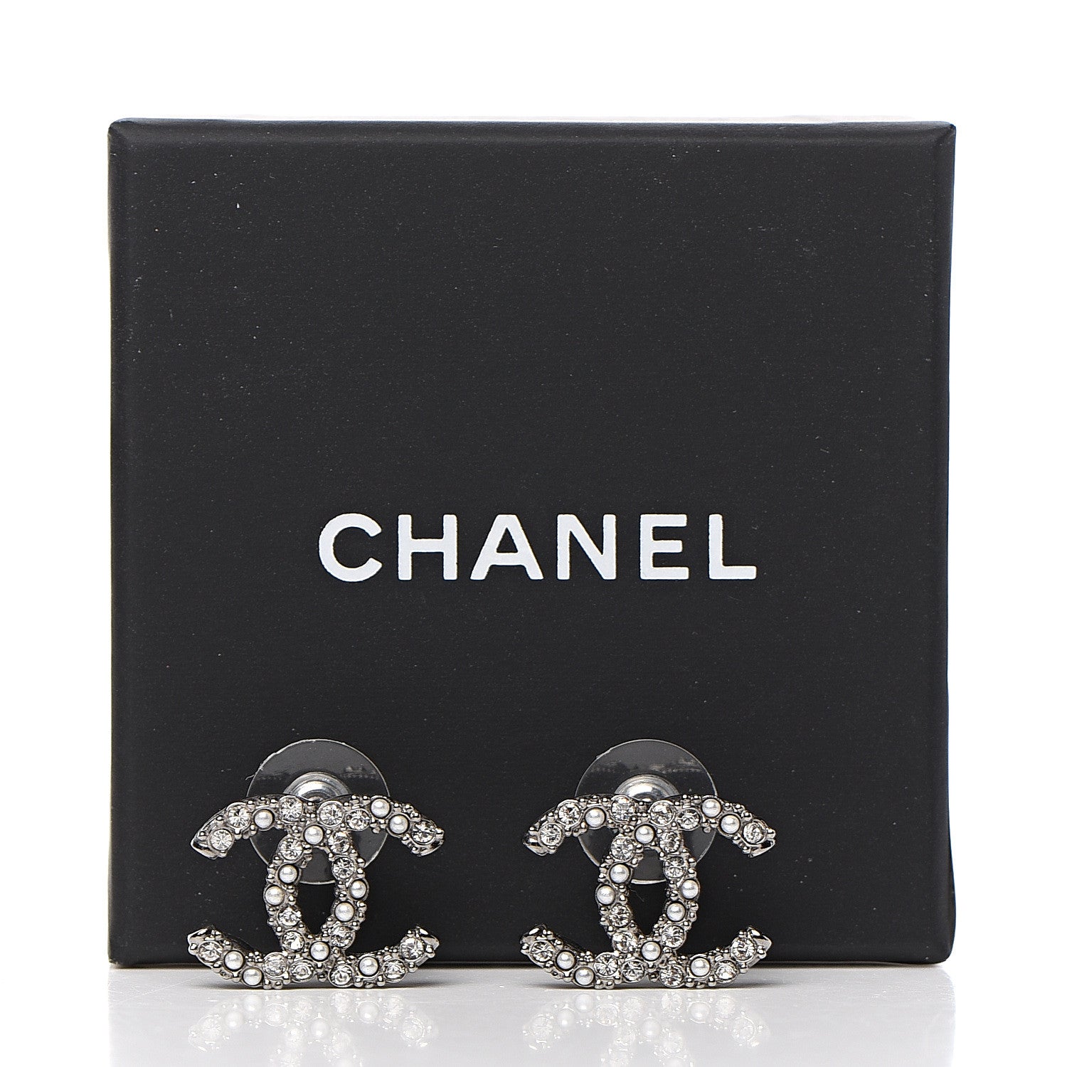 Chanel Ruthenium Crystal Pearl Caviar Earrings 5 of 5