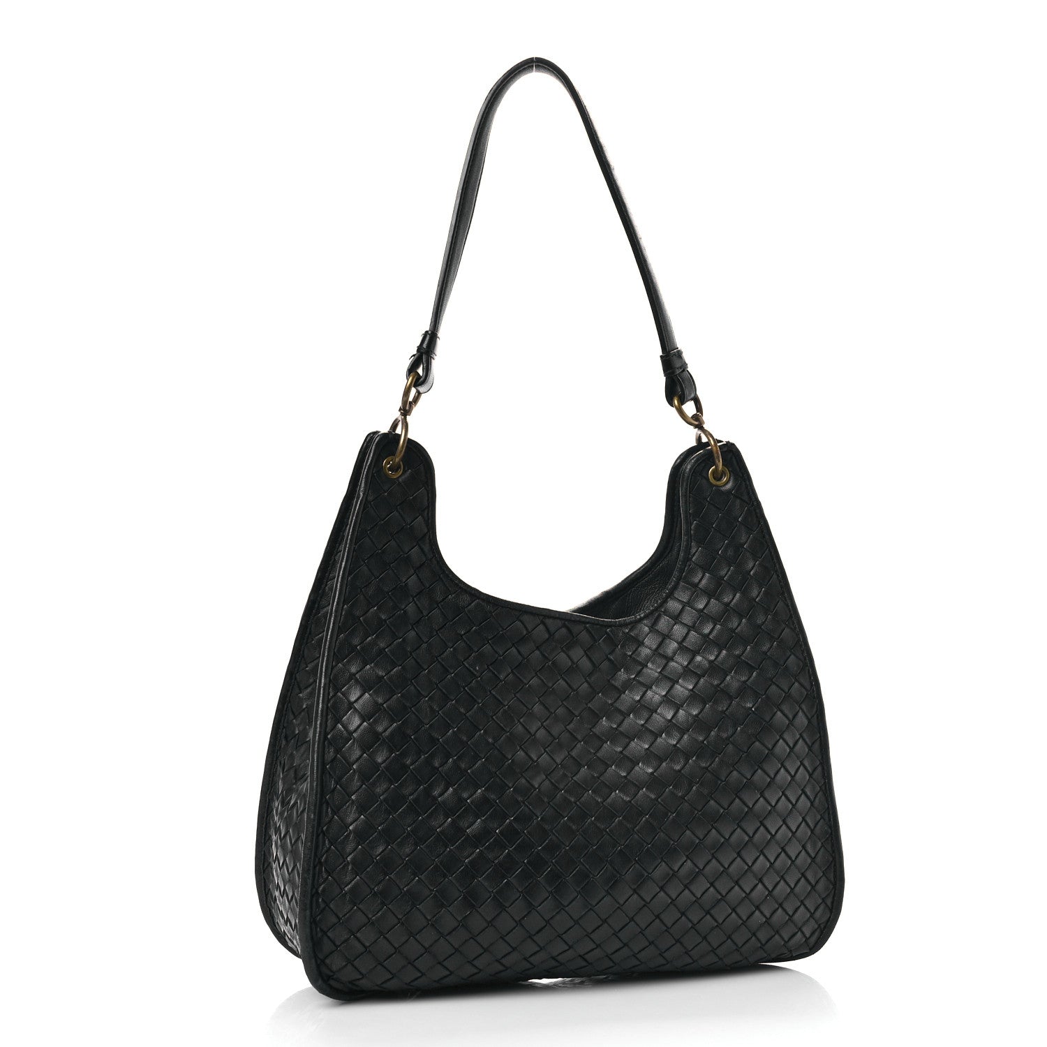 Bottega Veneta Nappa Intrecciato Shoulder Bag Black 2 of 7