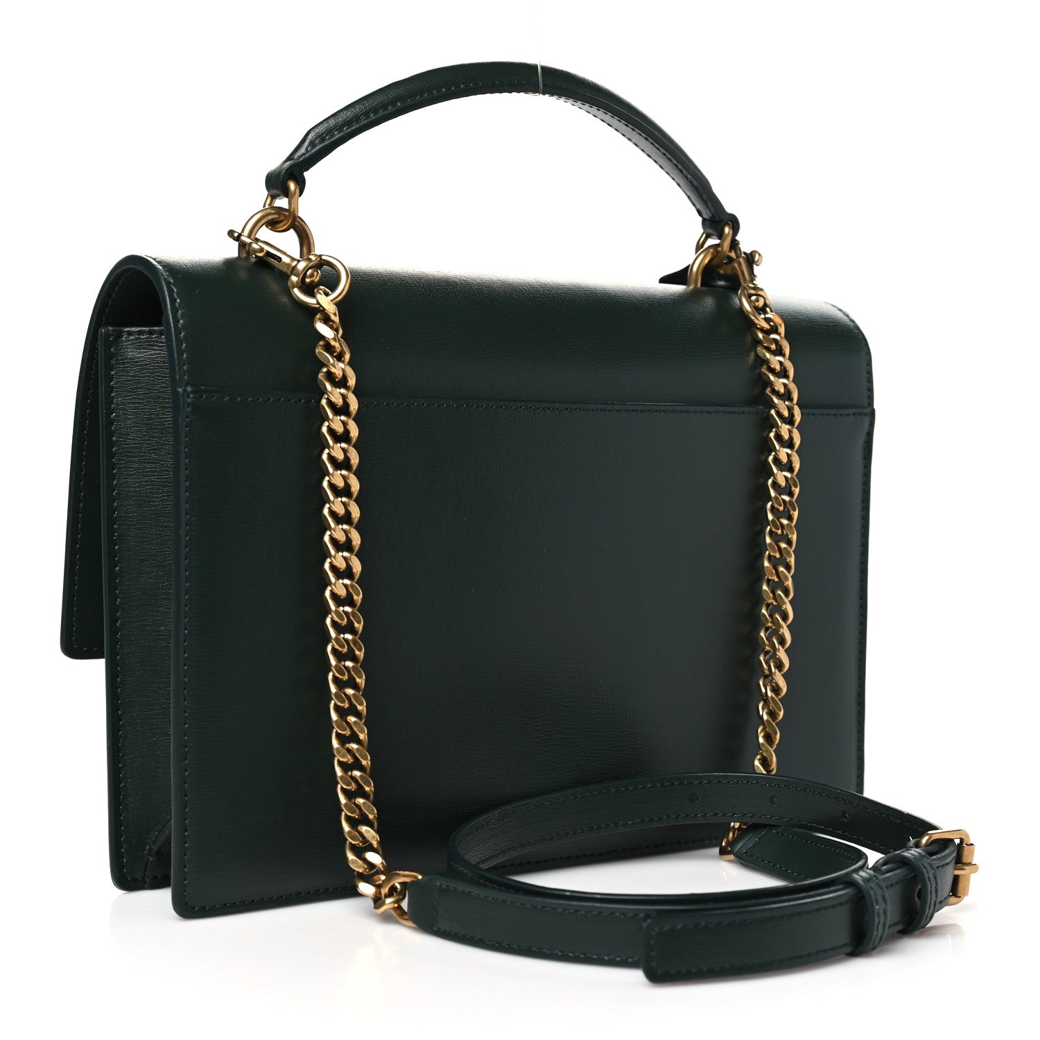 Saint Laurent Smooth Calfskin Medium Monogram Sunset Satchel Dark Green 3 of 10