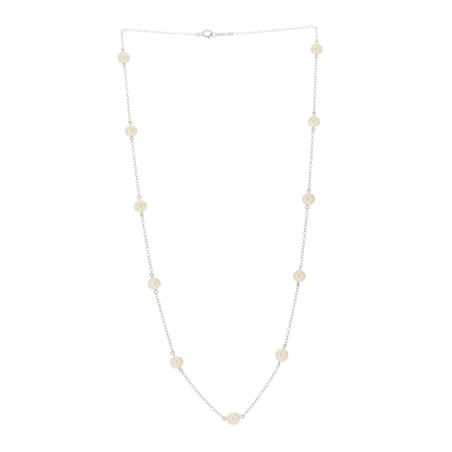 Mikimoto 18K White Gold Akoya Pearl 5.5-6mm Station Necklace 4 of 6