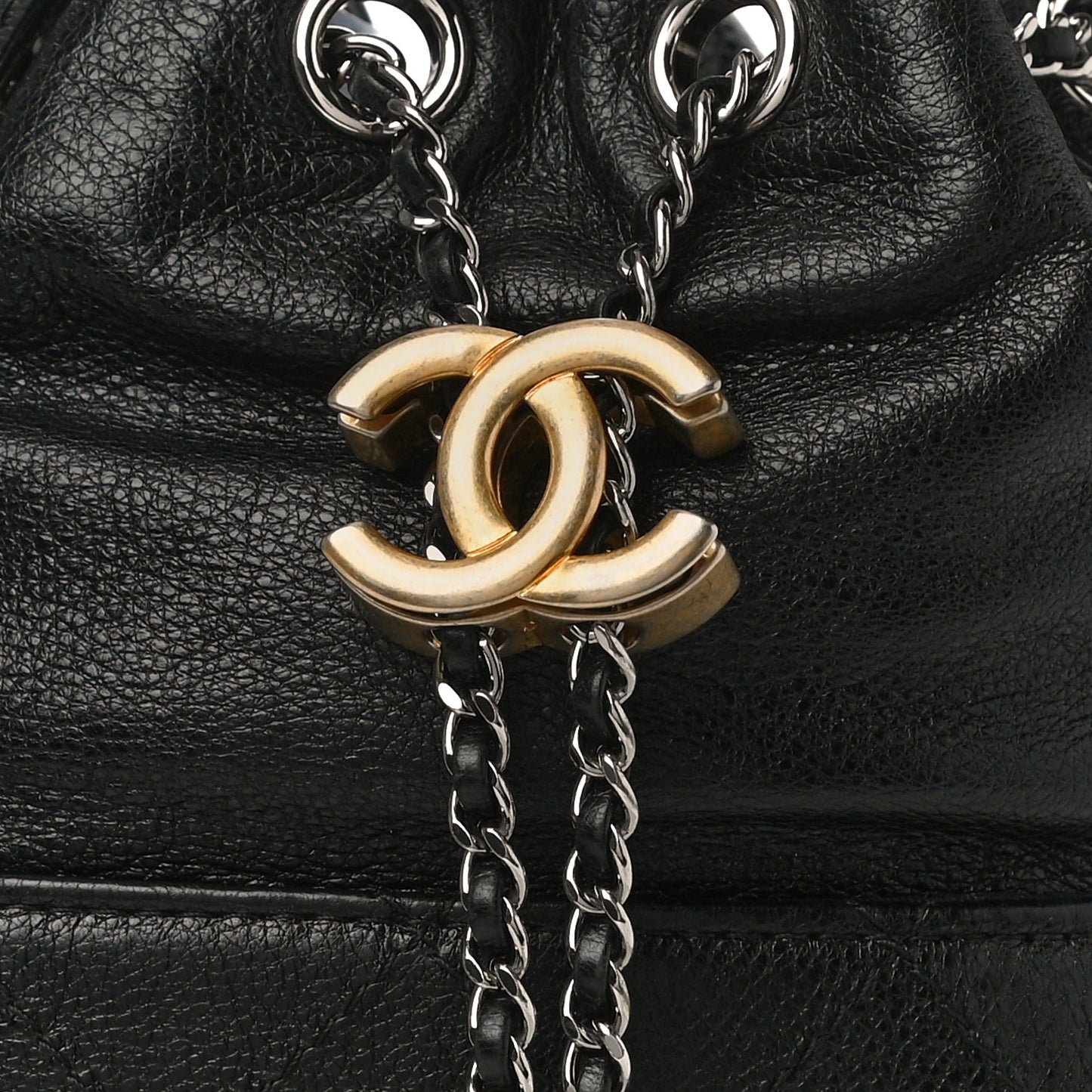 Calfskin Quilted Small Gabrielle Bucket Black