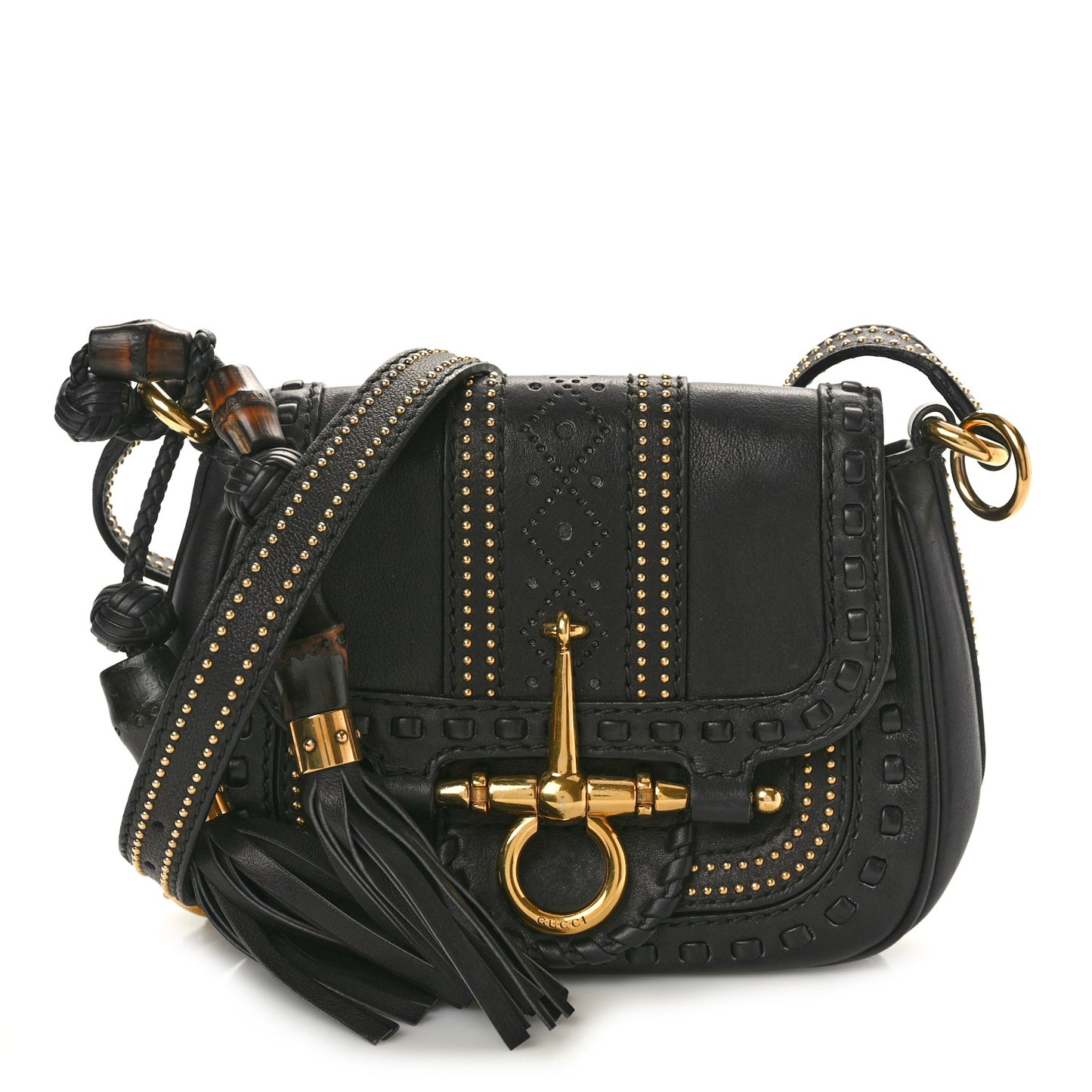 Calfskin Small Snaffle Bit Shoulder Bag Black