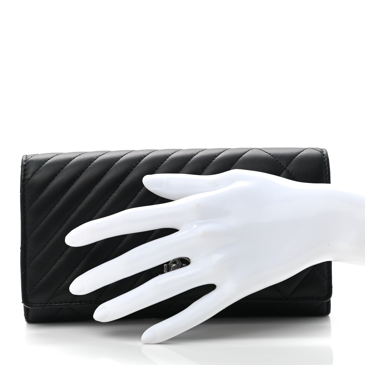 Chanel Lambskin Quilted Large Coco Boy Gusset Flap Wallet Black 3 of 18