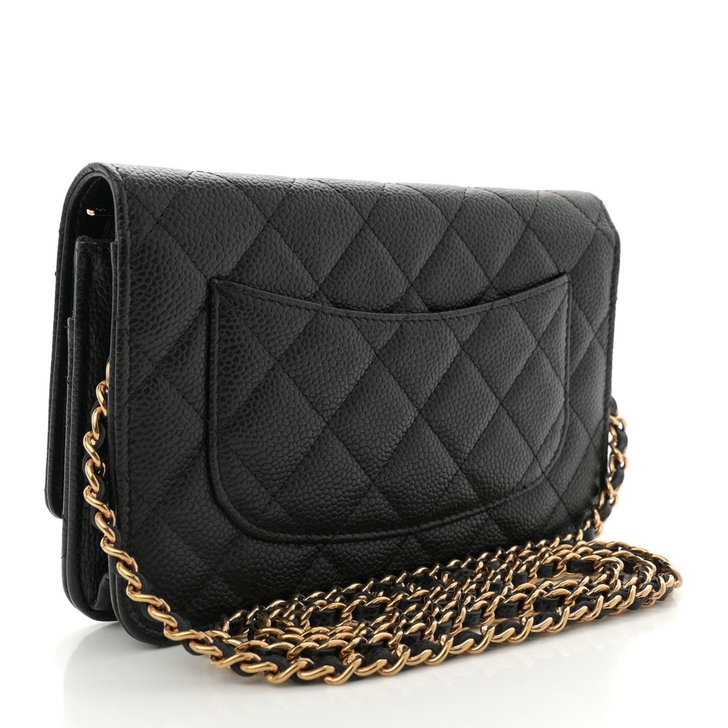 Caviar Quilted Wallet on Chain WOC Black