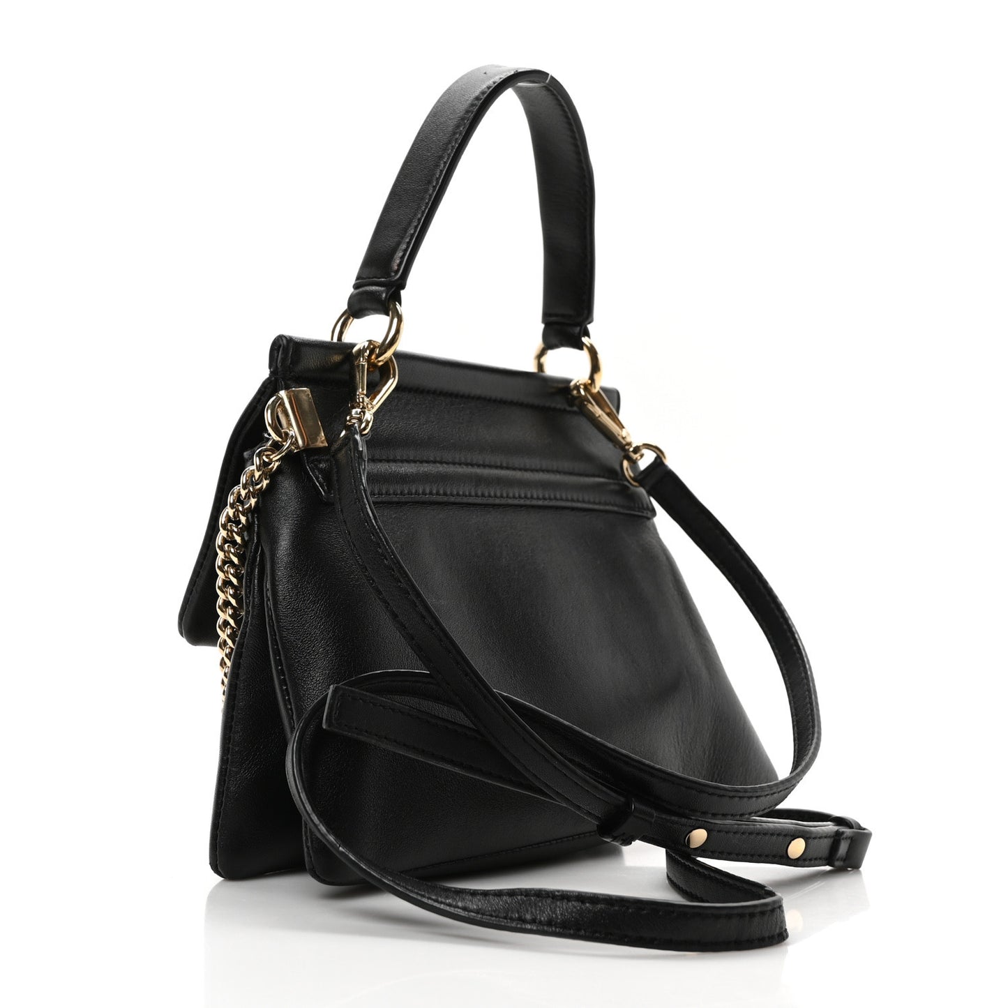 Lambskin Small Faye Top Handle Bag Black