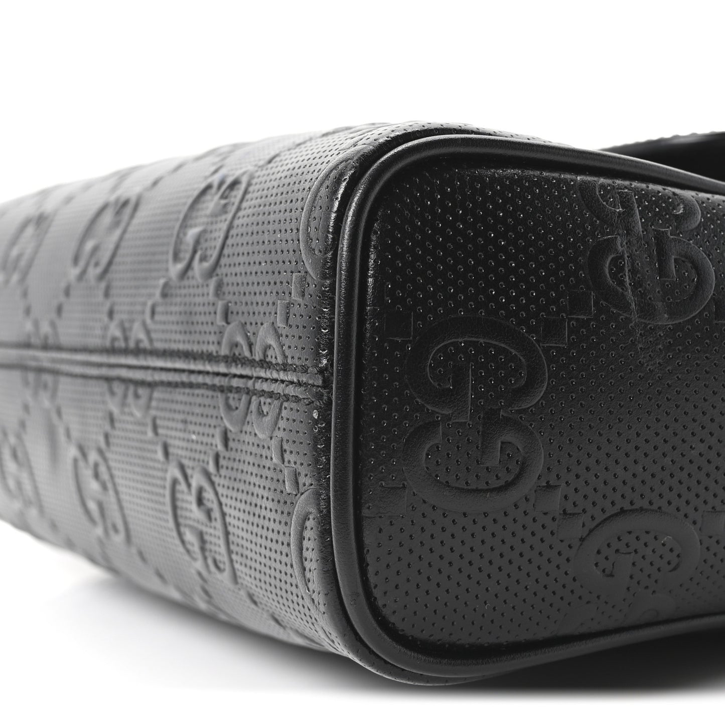 Calfskin GG Tennis Embossed Shoulder Bag Black
