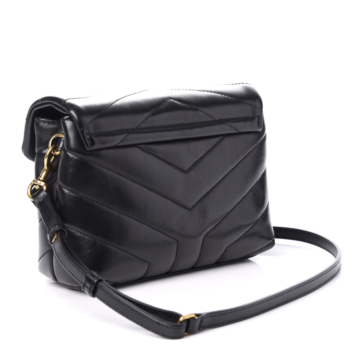 Calfskin Y Quilted Monogram Toy Loulou Crossbody Bag Black