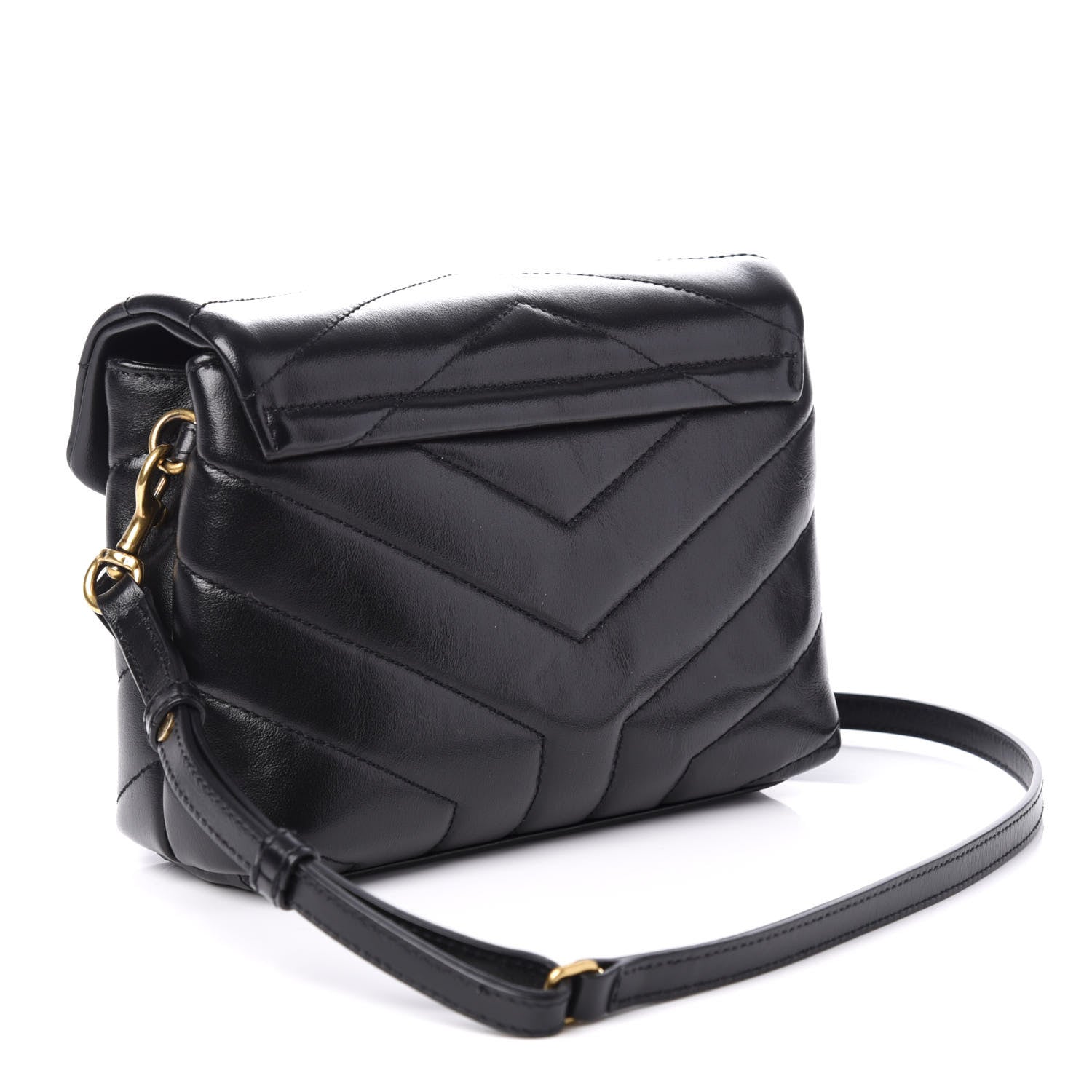Saint Laurent Calfskin Y Quilted Monogram Toy Loulou Crossbody Bag Black 3 of 9