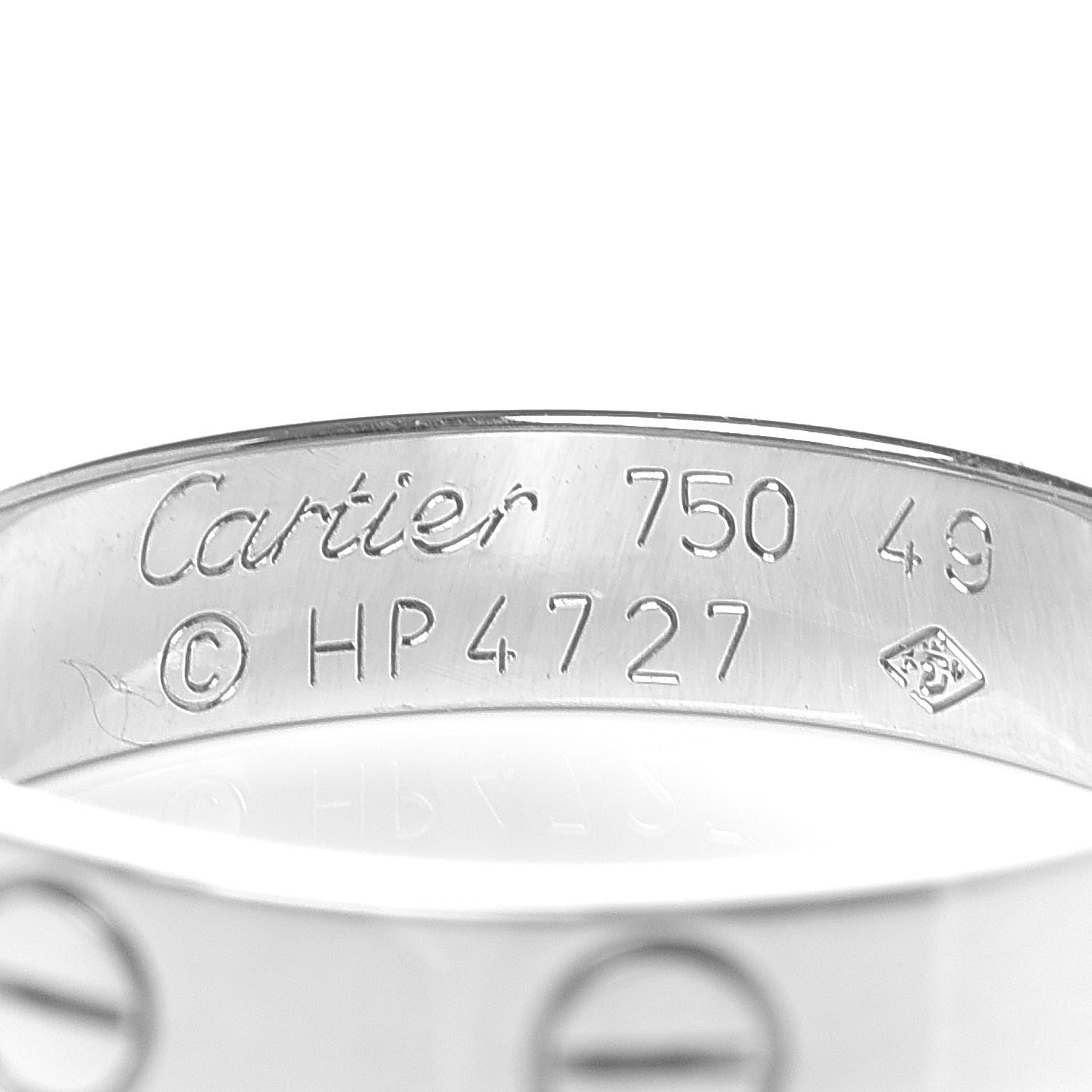 Cartier 18K White Gold 3.5mm LOVE Wedding Band Ring 49 5 4 of 5