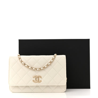 Chanel Caviar Quilted Chain CC Quilted Wallet On Chain WOC White 12 of 12