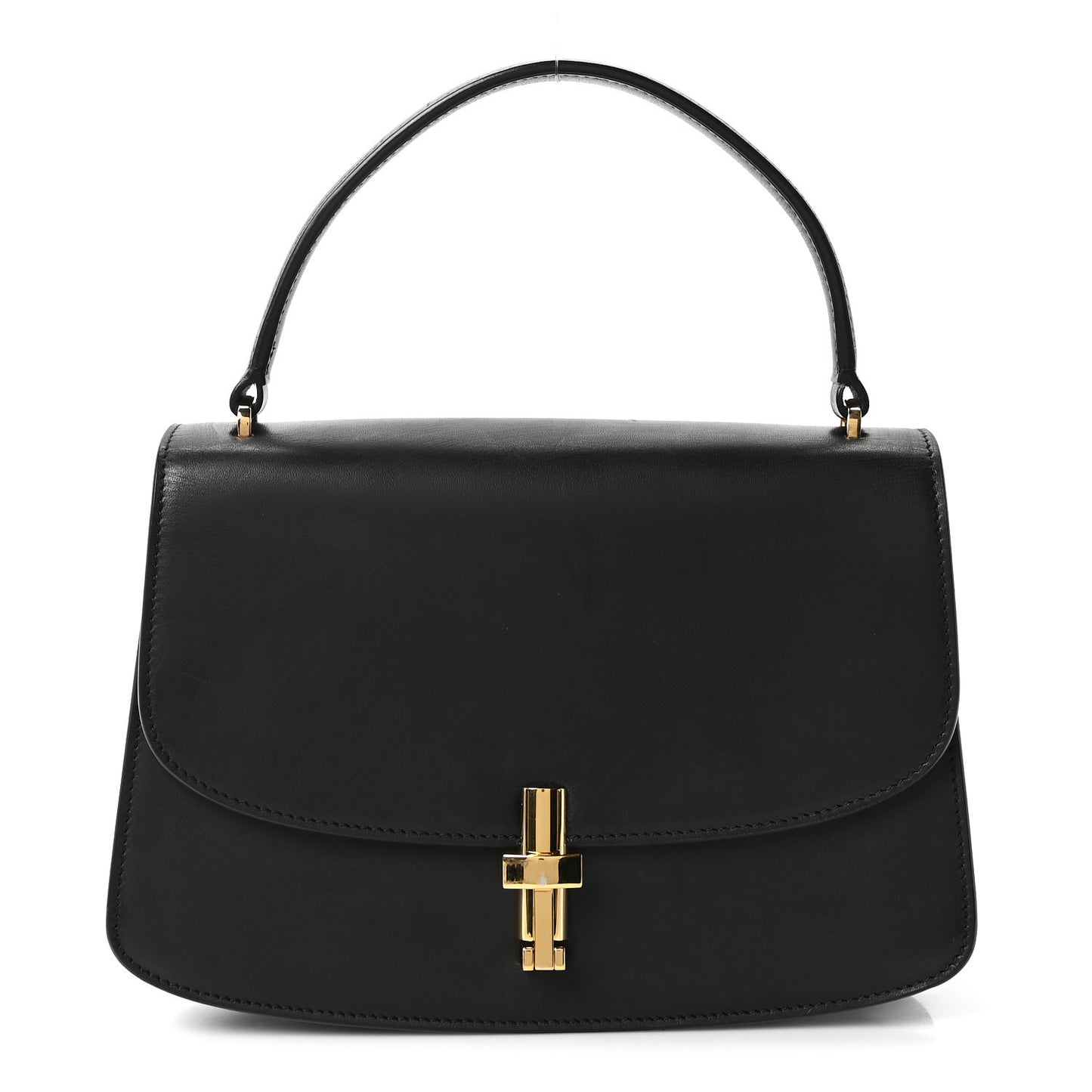 Sleek Calfskin The Sofia 8.75 Top Handle Black