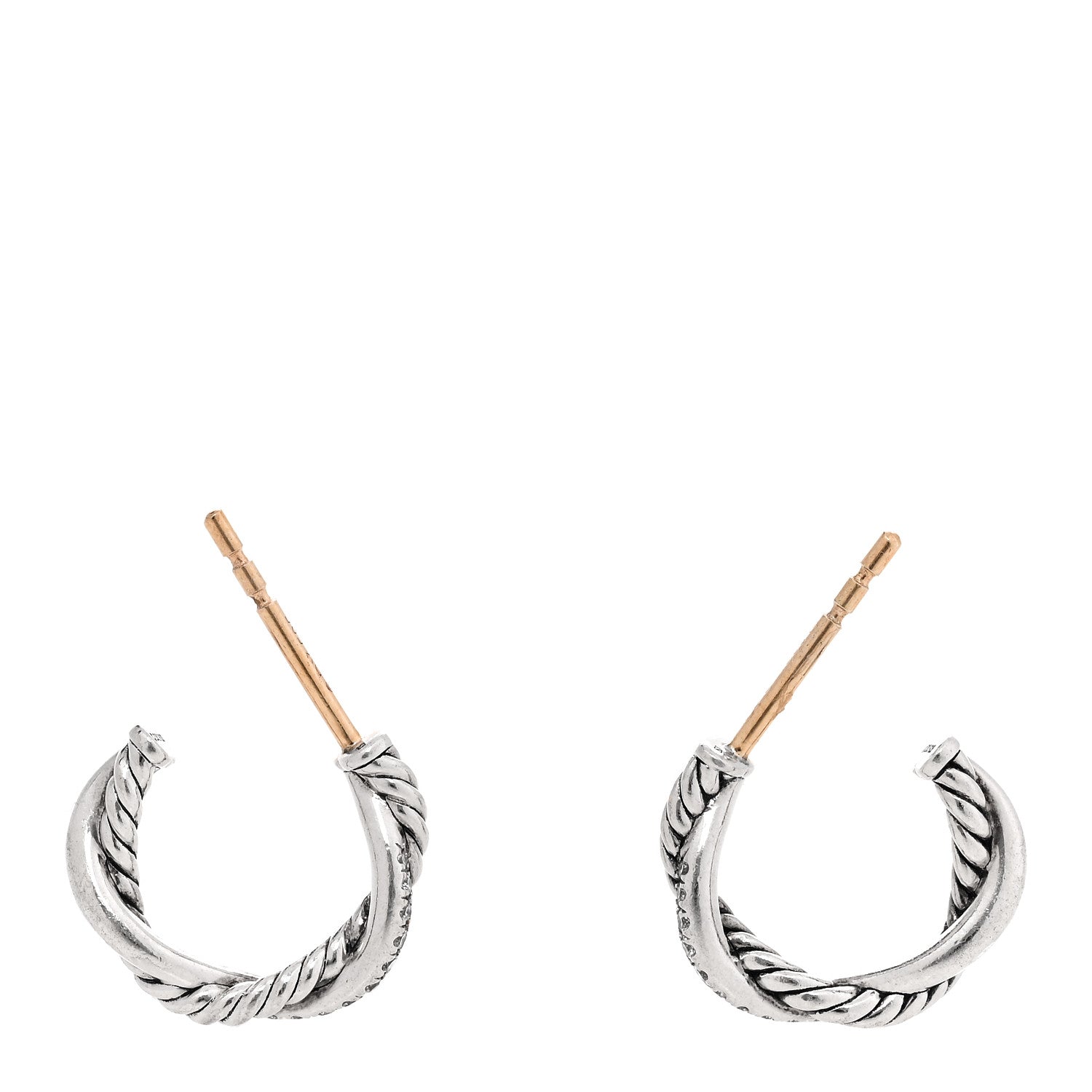 David Yurman Sterling Silver Diamond Petite Infinity Huggie Hoop Earrings 3 of 4