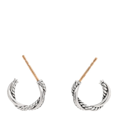 David Yurman Sterling Silver Diamond Petite Infinity Huggie Hoop Earrings 3 of 4