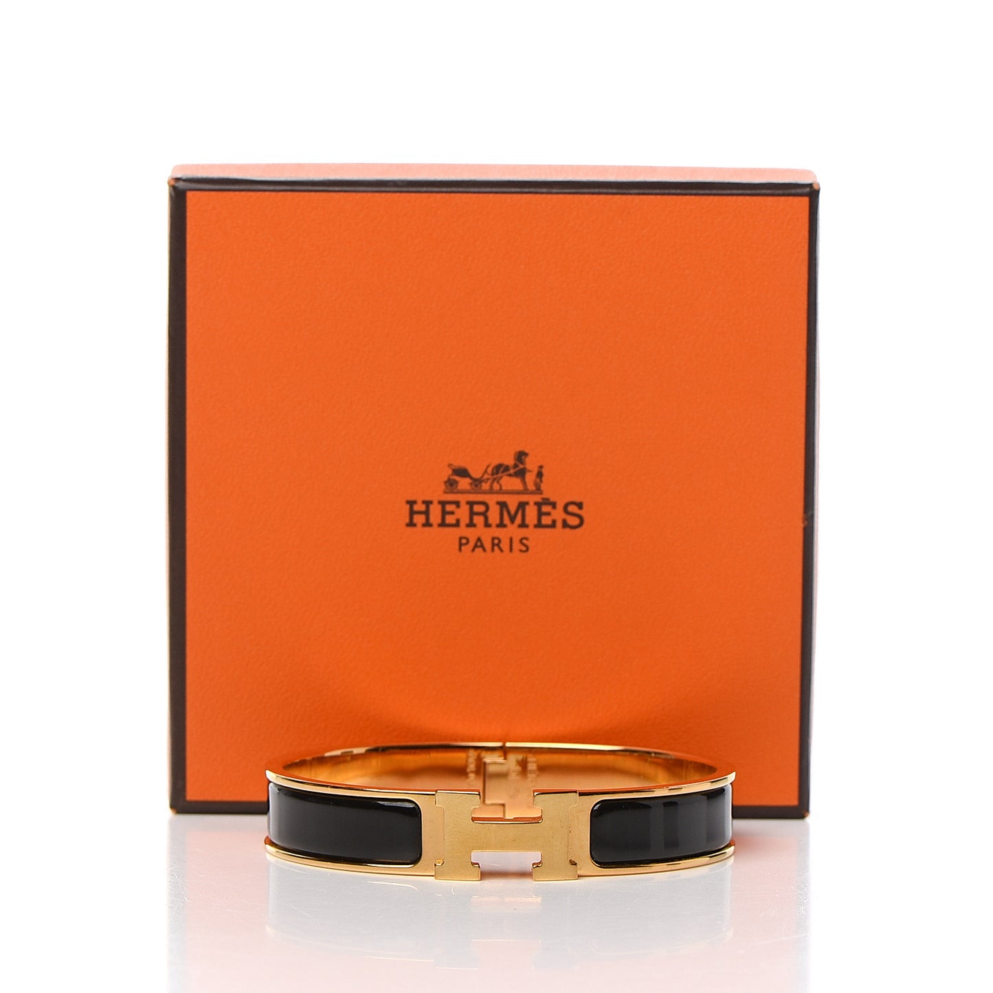 Enamel Narrow Clic Clac H Bracelet GM Black