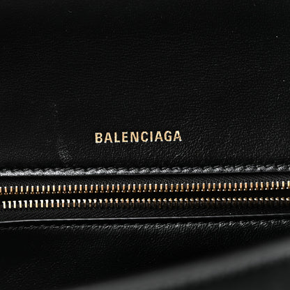 Balenciaga Shiny Box Calfskin Medium Hourglass Top Handle Bag Black 6 of 9
