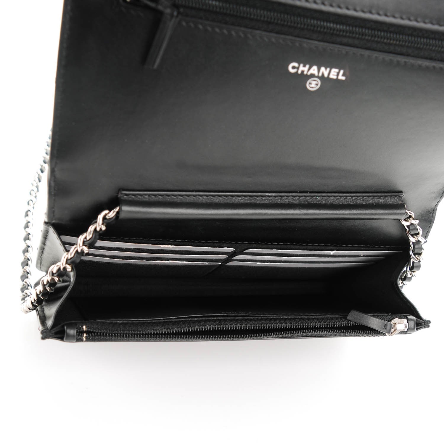 Chanel Patent Double Quilted Wallet On Chain WOC Black 5 of 10
