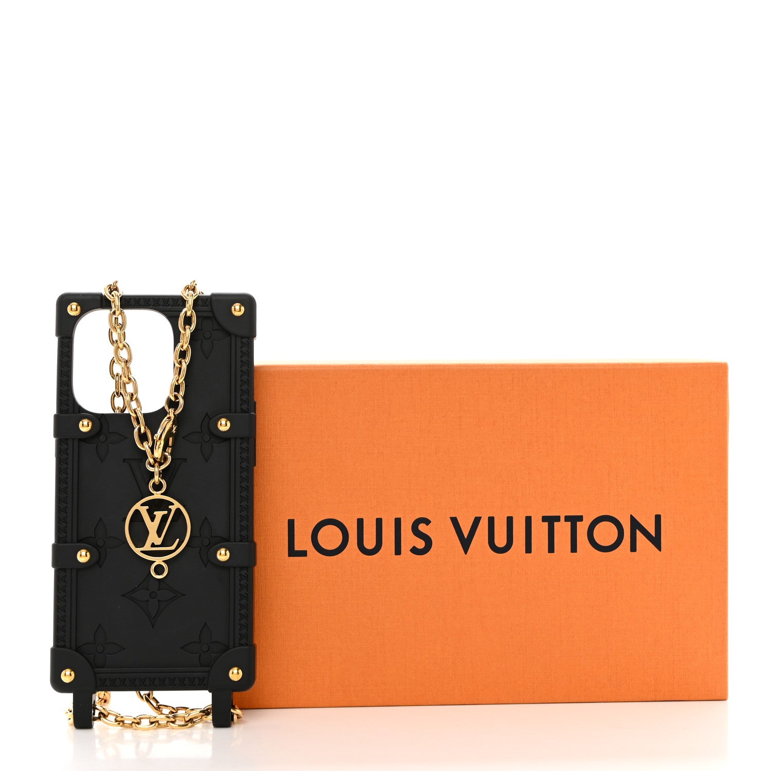 Louis Vuitton Rubber Monogram Trunk With Chain iPhone 14 Pro Case Black 7 of 7