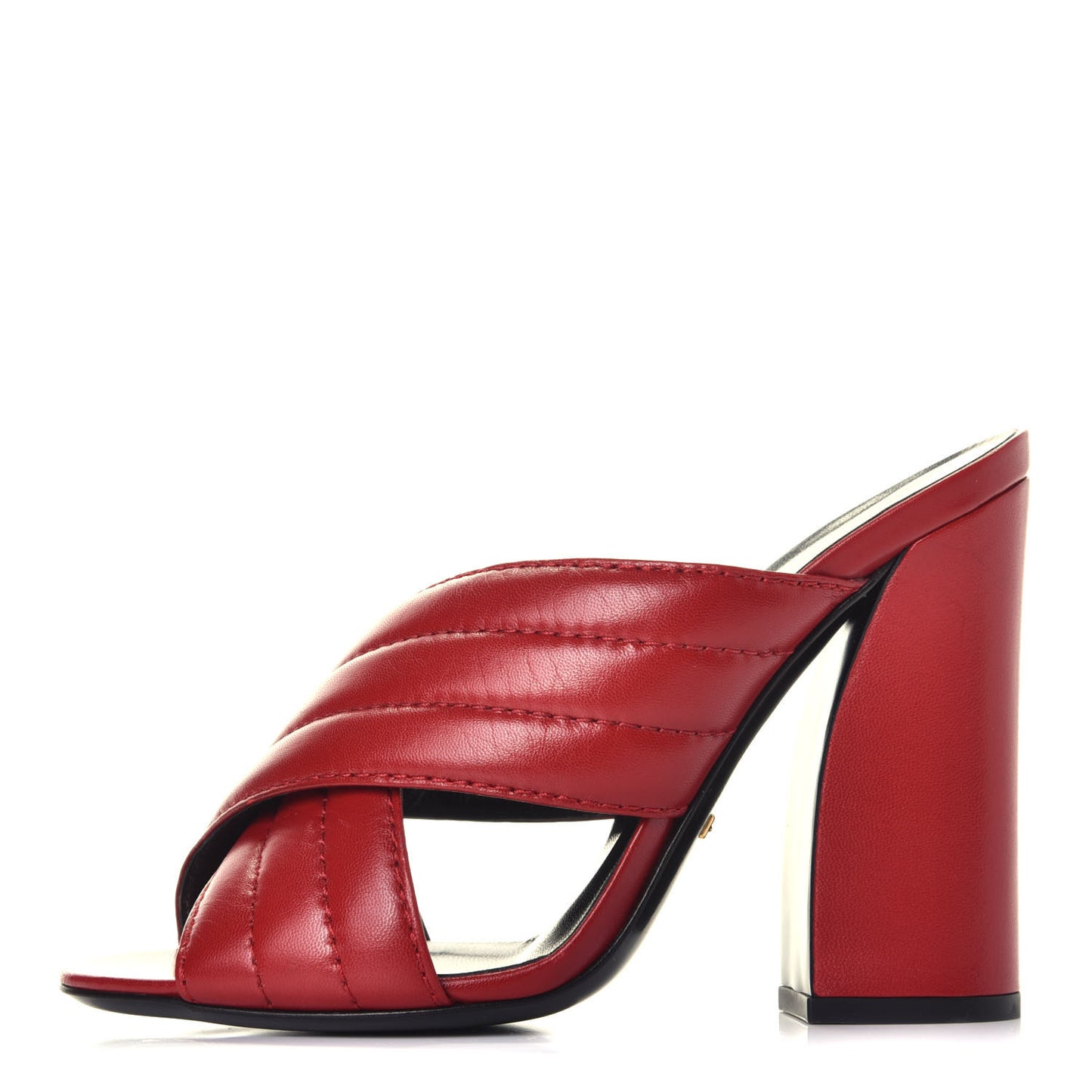 Malaga Kid Webby Crossover High Heel Slide Sandals 37.5 Hibiscus Red