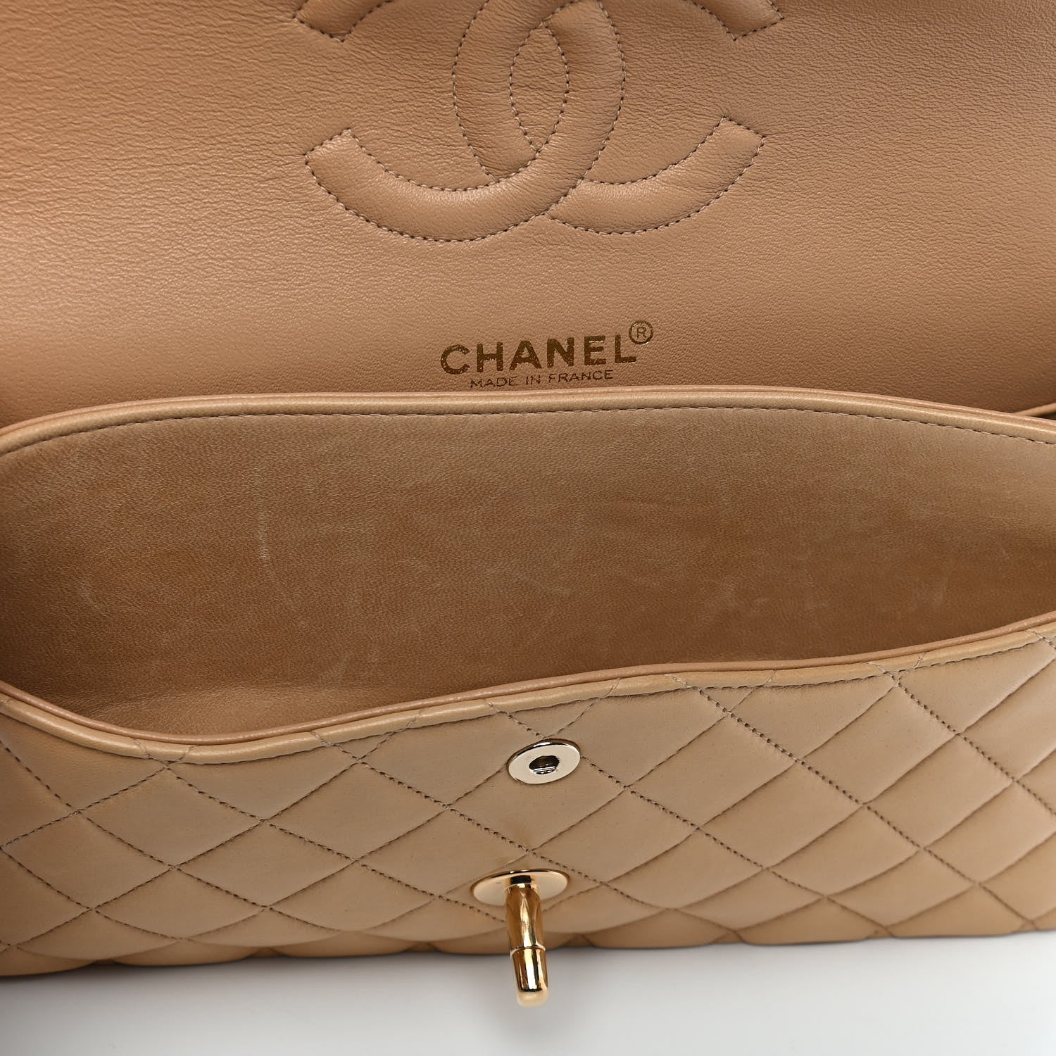 Chanel Lambskin Quilted Medium Double Flap Beige 6 of 10