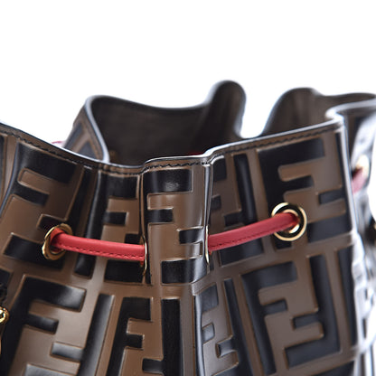 Fendi Vitello Grace F is Fendi Bi-Color FF 1974 Embossed Grande Mon Tresor Bucket Bag Maya Black Fragola 8 of 12
