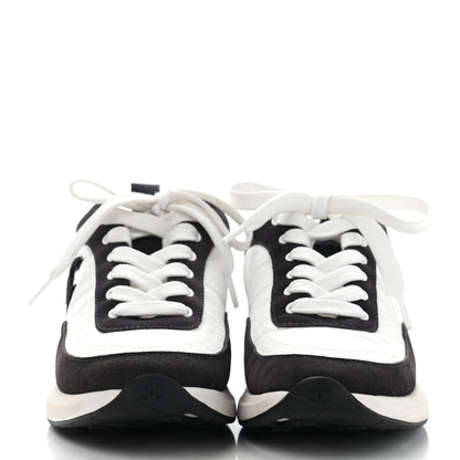 Chanel Nylon Suede Calfskin CC Sneakers 36 White Dark Grey 2 of 12