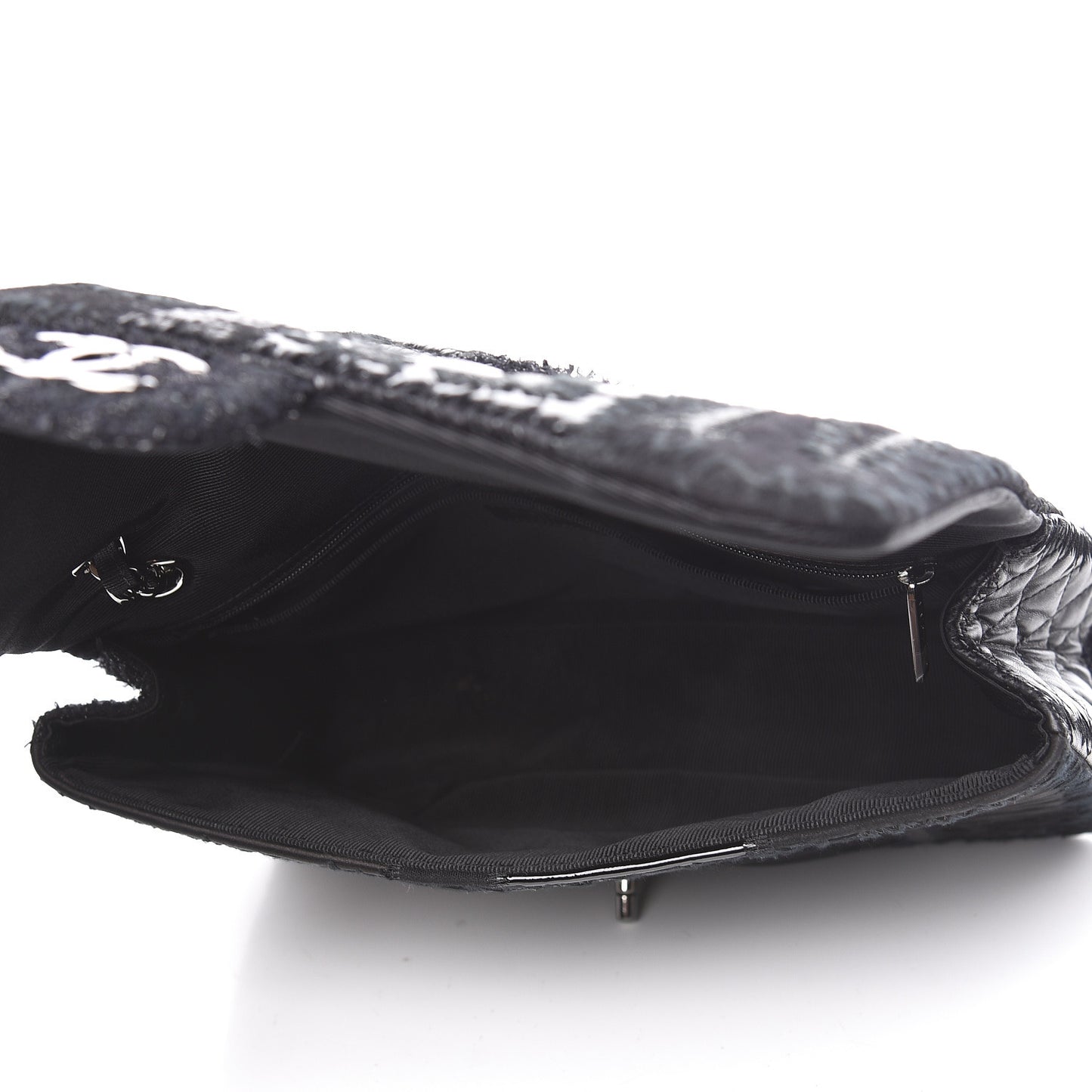 Tweed Patchwork Jumbo Single Flap Black