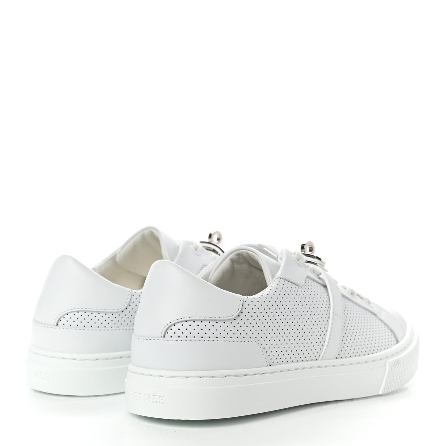 Calfskin Perforated Day Sneakers 37 White