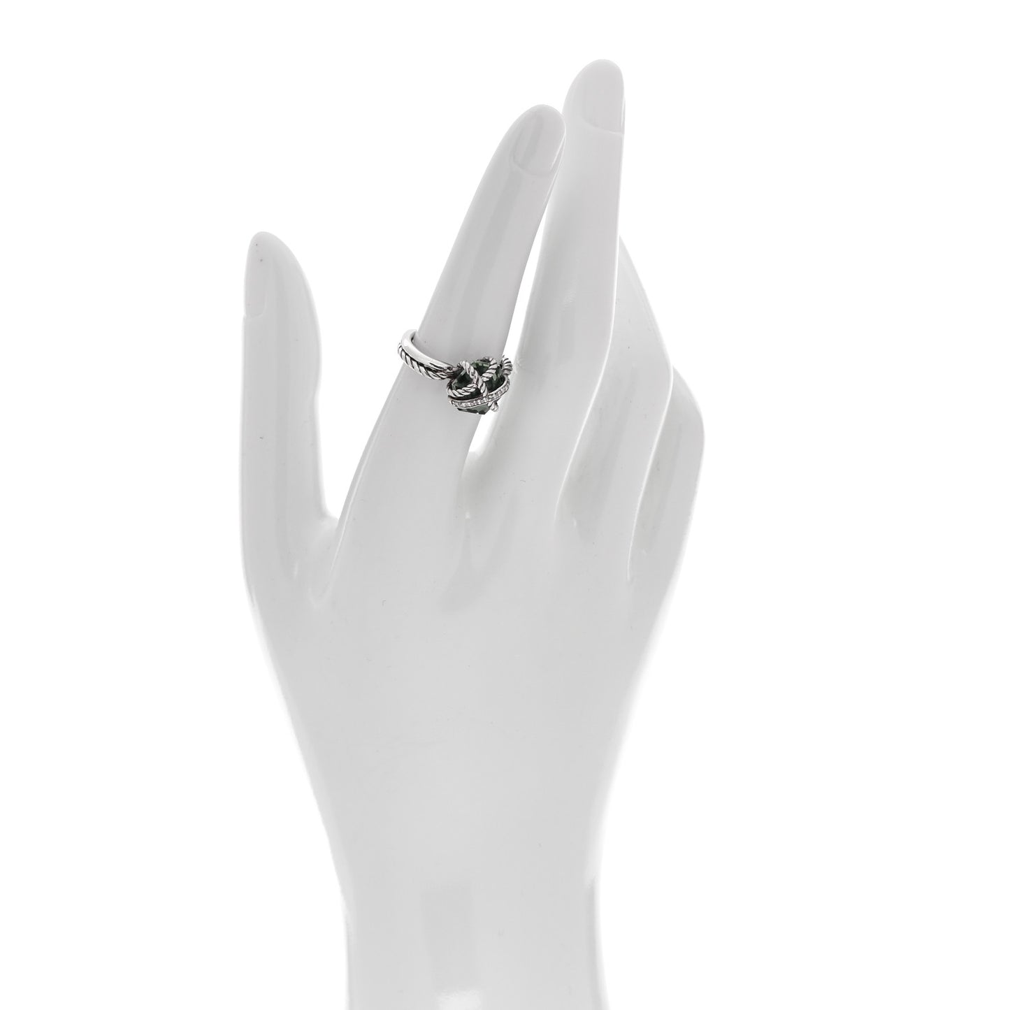 Sterling Silver Diamond Prasiolite 10mm Cable Wrap Ring 51 5.75