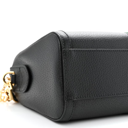 Gucci Textured Dollar Calfskin Web Medium Ophidia Boston Black 9 of 11