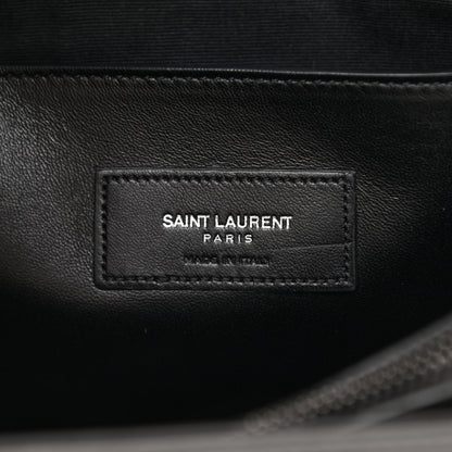 Saint Laurent Calfskin Crocodile Embossed Small West Hollywood Monogram Fold-Over Black 6 of 10