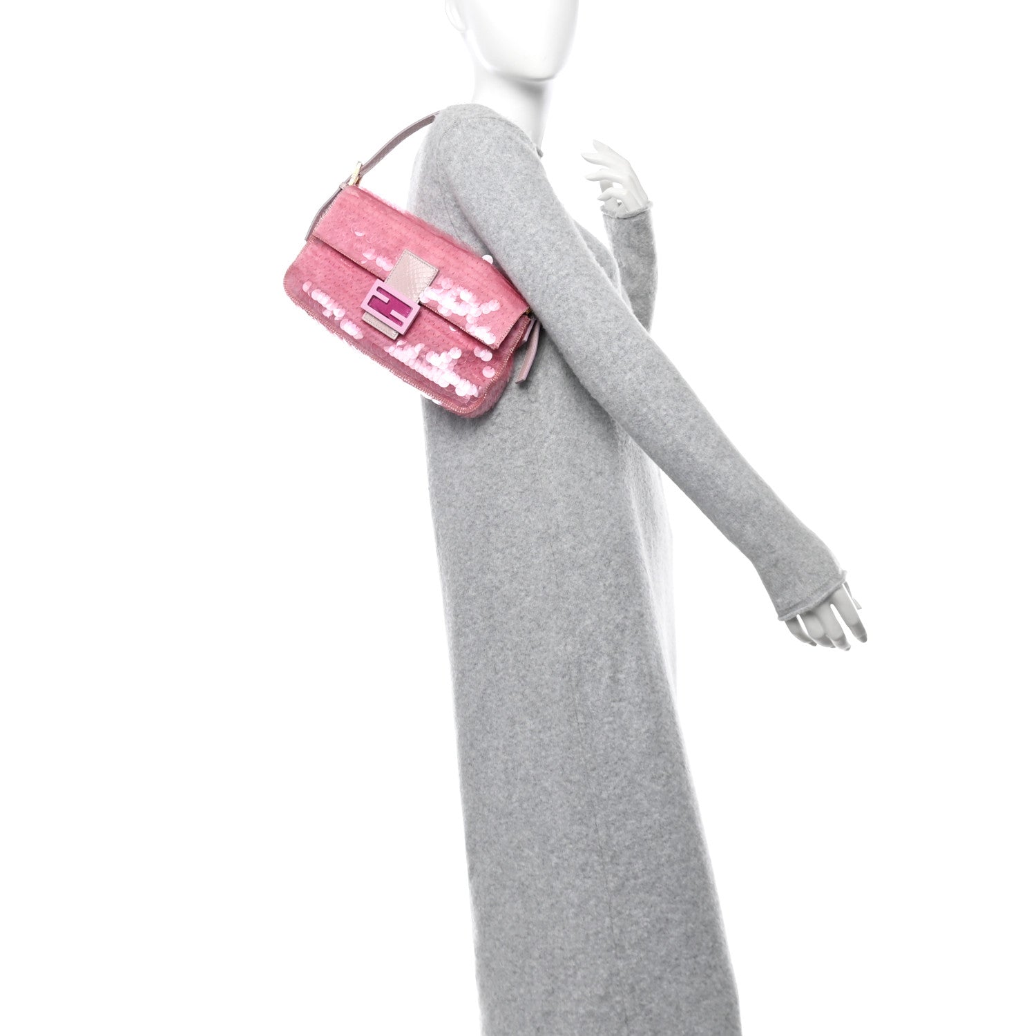 Fendi Satin Sequin Paillettes Bilics Lustre Snakeskin Medium Baguette 1997 Lavanda Glicine 2 of 9