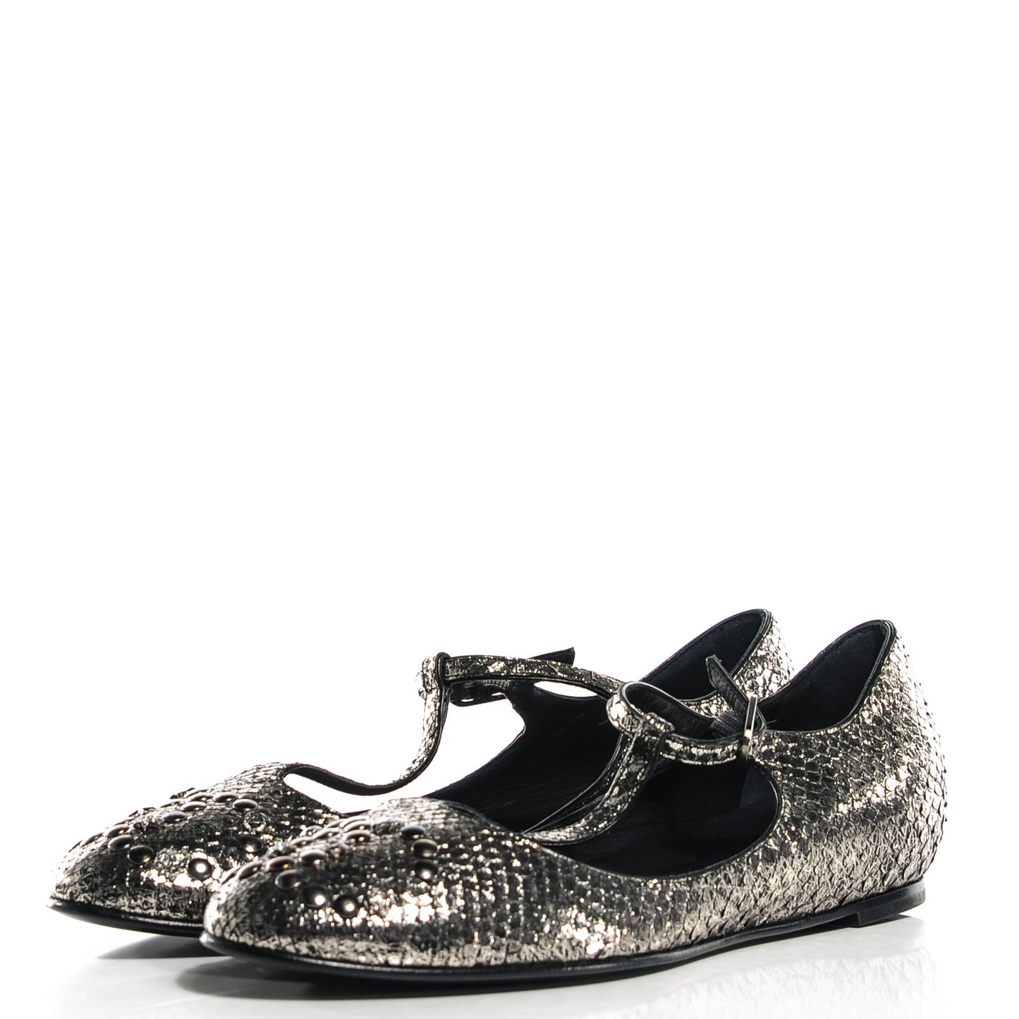 Python CC Studded Flats 38 Light Gold