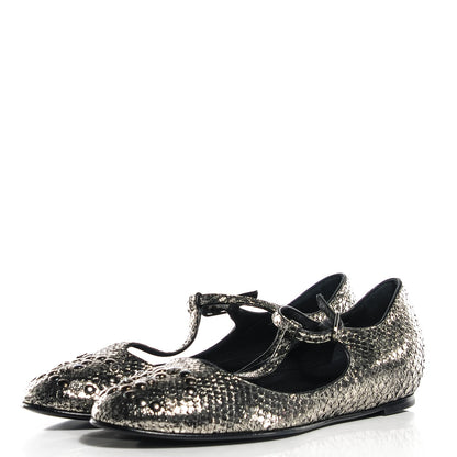 Chanel Python CC Studded Flats 38 Light Gold 3 of 7