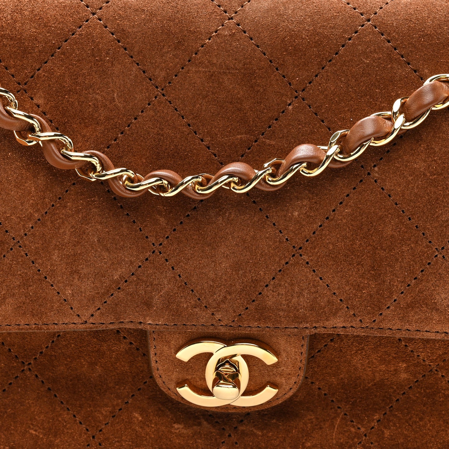 Suede Calfskin Small Souplissimo Maxi Flap Camel