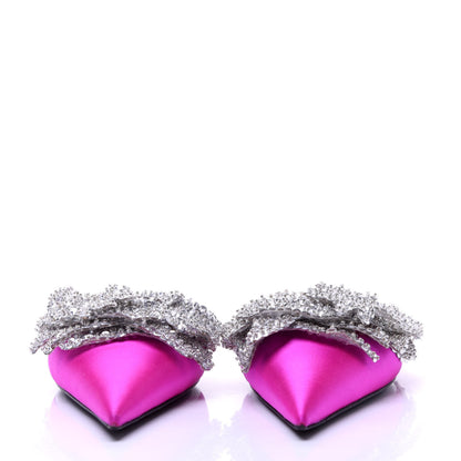 Balenciaga Satin Sequin Embellished Slash Slippers 37.5 Fuchsia 2 of 11