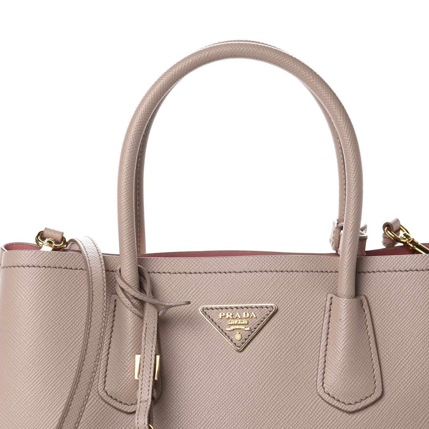 Saffiano Cuir Small Double Bag Cammeo Rosa