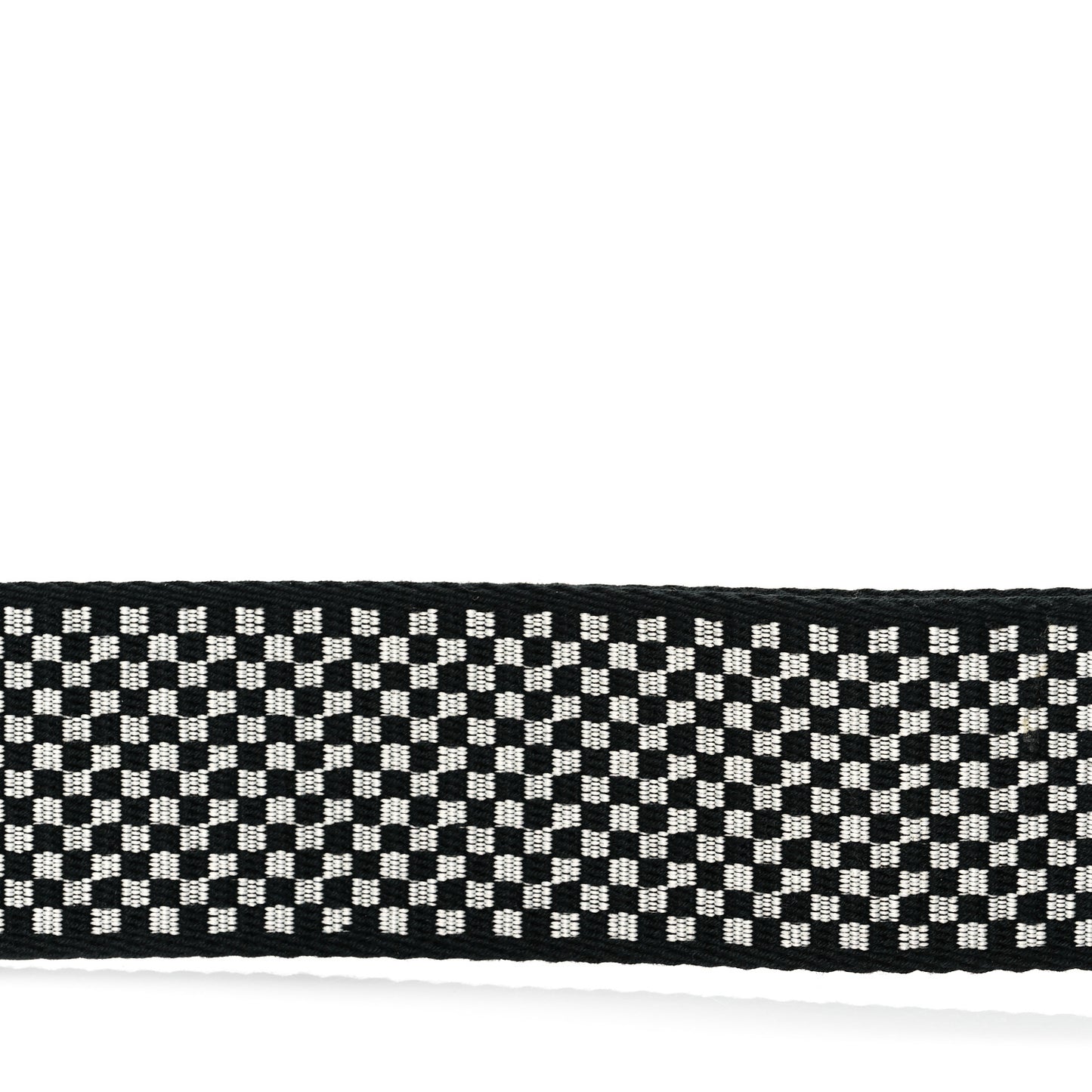 Ribbon Vitello King Logo Embossed Gingham Woven Adjustable Strap You Panna Black Cuoio