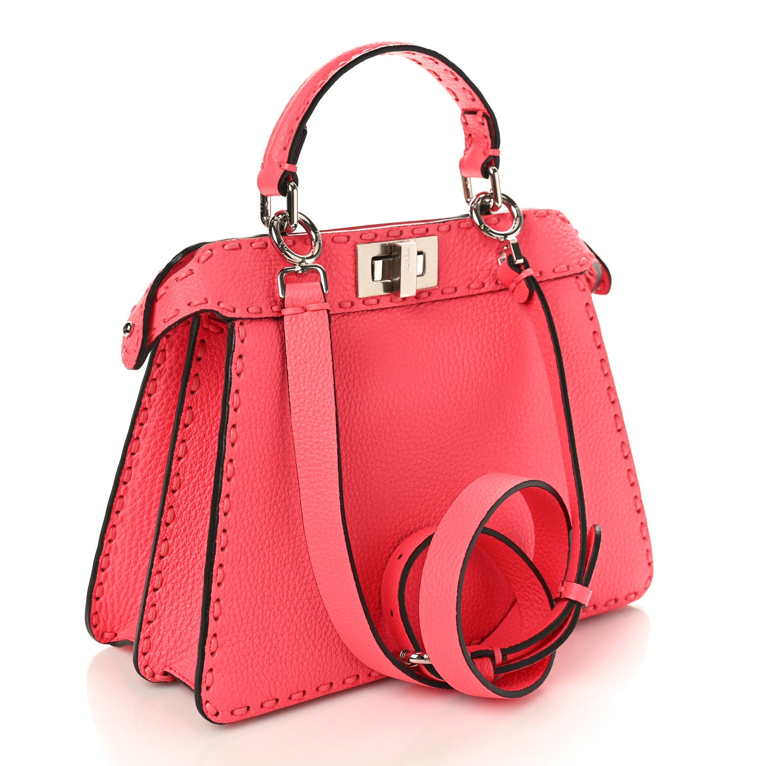 Fendi Cuoio Roma Sellerissima Nappa Sintetica Tape Stitch Small Peekaboo I SEE U Satchel Pink Dalia 3 of 9