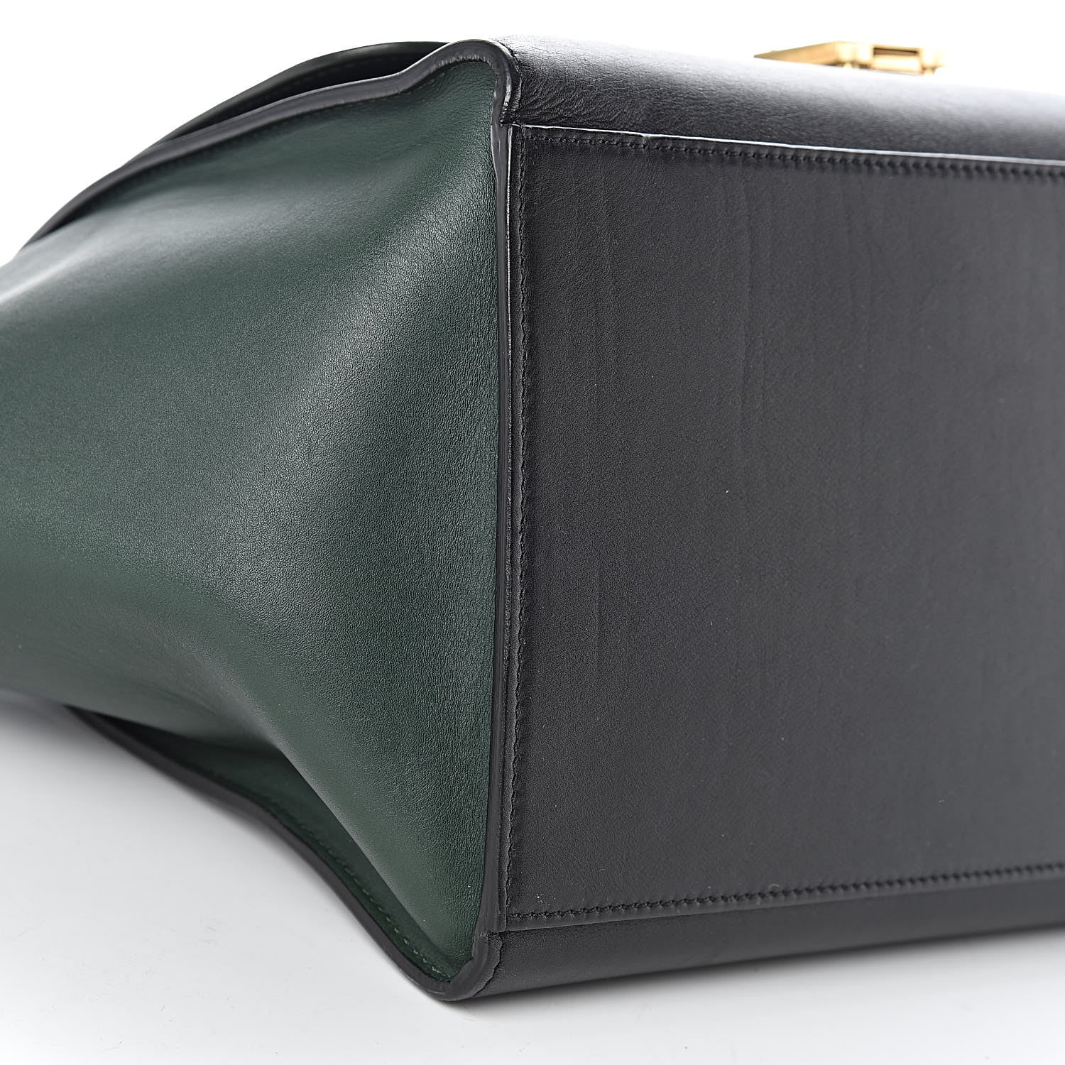Celine Smooth Calfskin Medium Bi-Color Trapeze Bottle Green Black 14 of 16