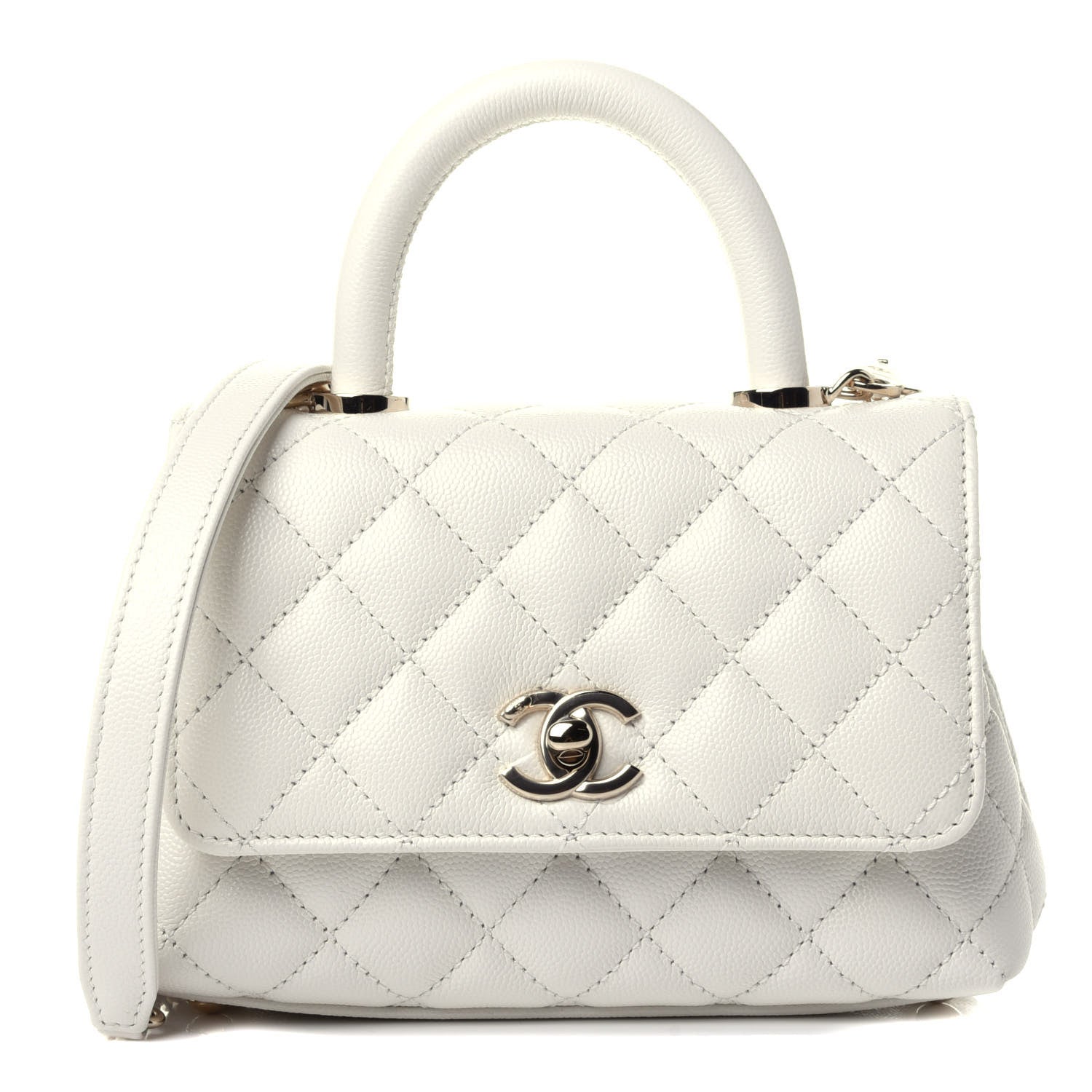 Chanel Caviar Quilted Extra Mini Coco Handle Flap White 1 of 4