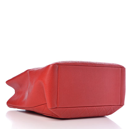Chanel Caviar Quilted Grand Shopping Tote GST Red 4 of 17