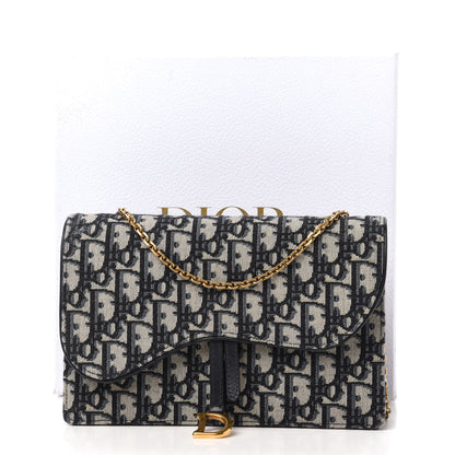 Christian Dior Oblique Saddle Chain Pouch Blue 10 of 10
