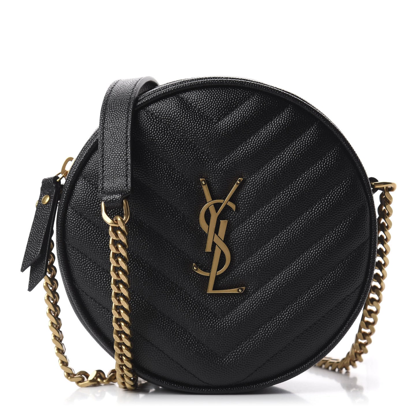 Grain De Poudre Matelasse Chevron Quilted Round Vinyle Camera Bag Black