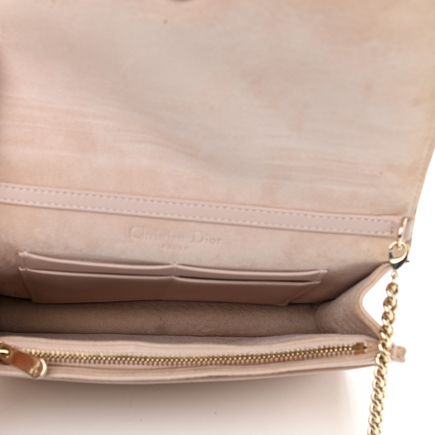 Grained Calfskin Diorama Wallet on Chain Pouch Nude