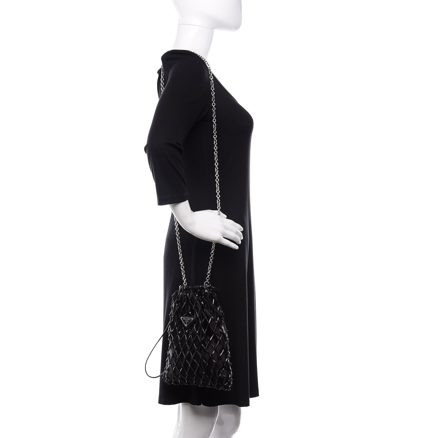 Prada Satin Net Chain Bag Black 2 of 9
