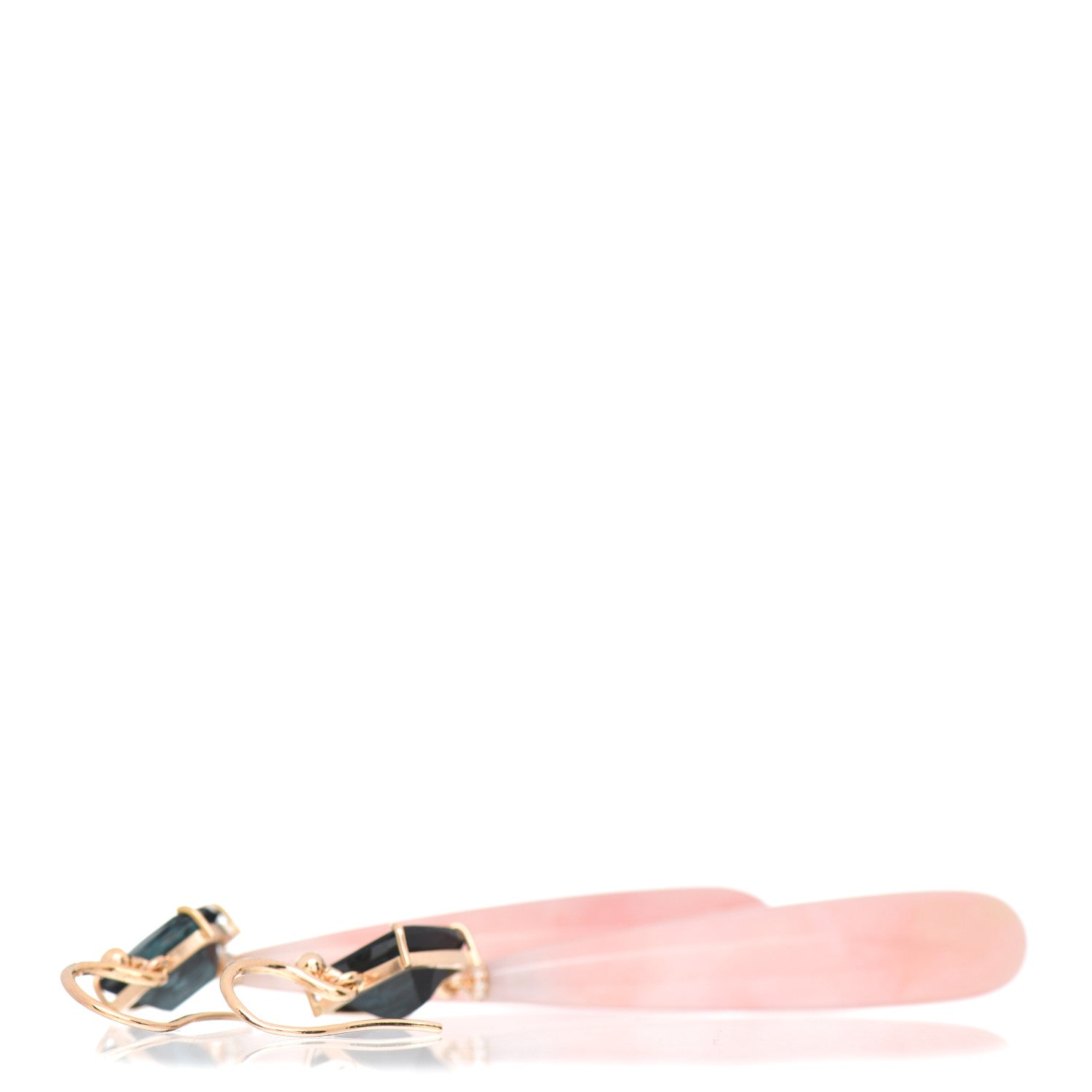 Irene Neuwirth 18K Rose Gold Diamond Pink Opal Blue Tourmaline Drop Earrings 3 of 6