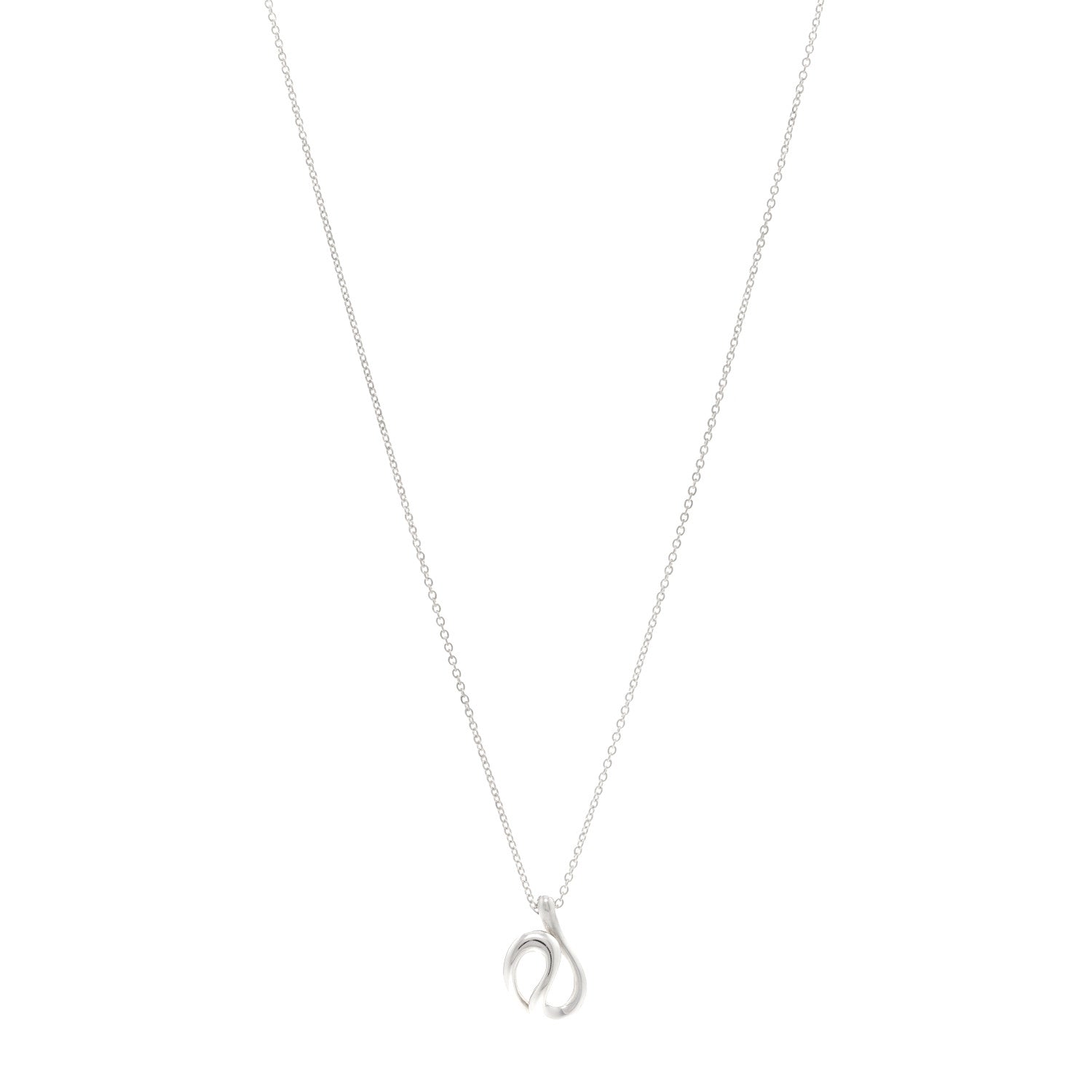 Tiffany Sterling Silver Elsa Peretti Open Wave Pendant Necklace 1 of 4
