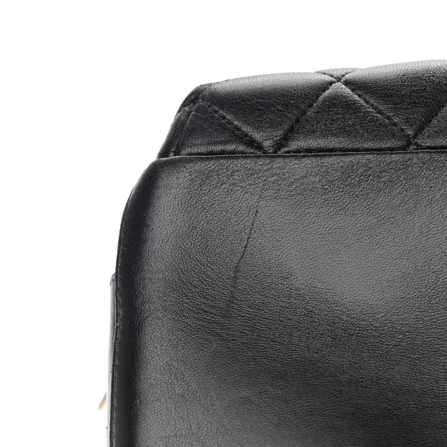 Lambskin Quilted Large Trendy CC Bowling Bag Black