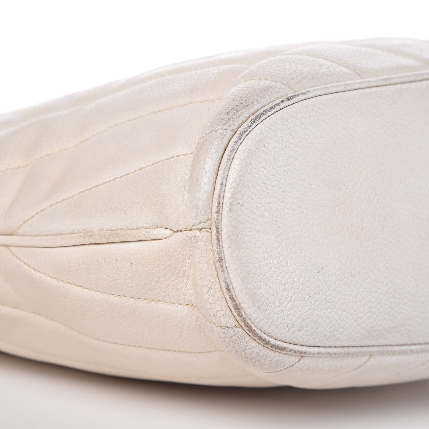 Caviar Chevron Quilted Shoulder Bag White