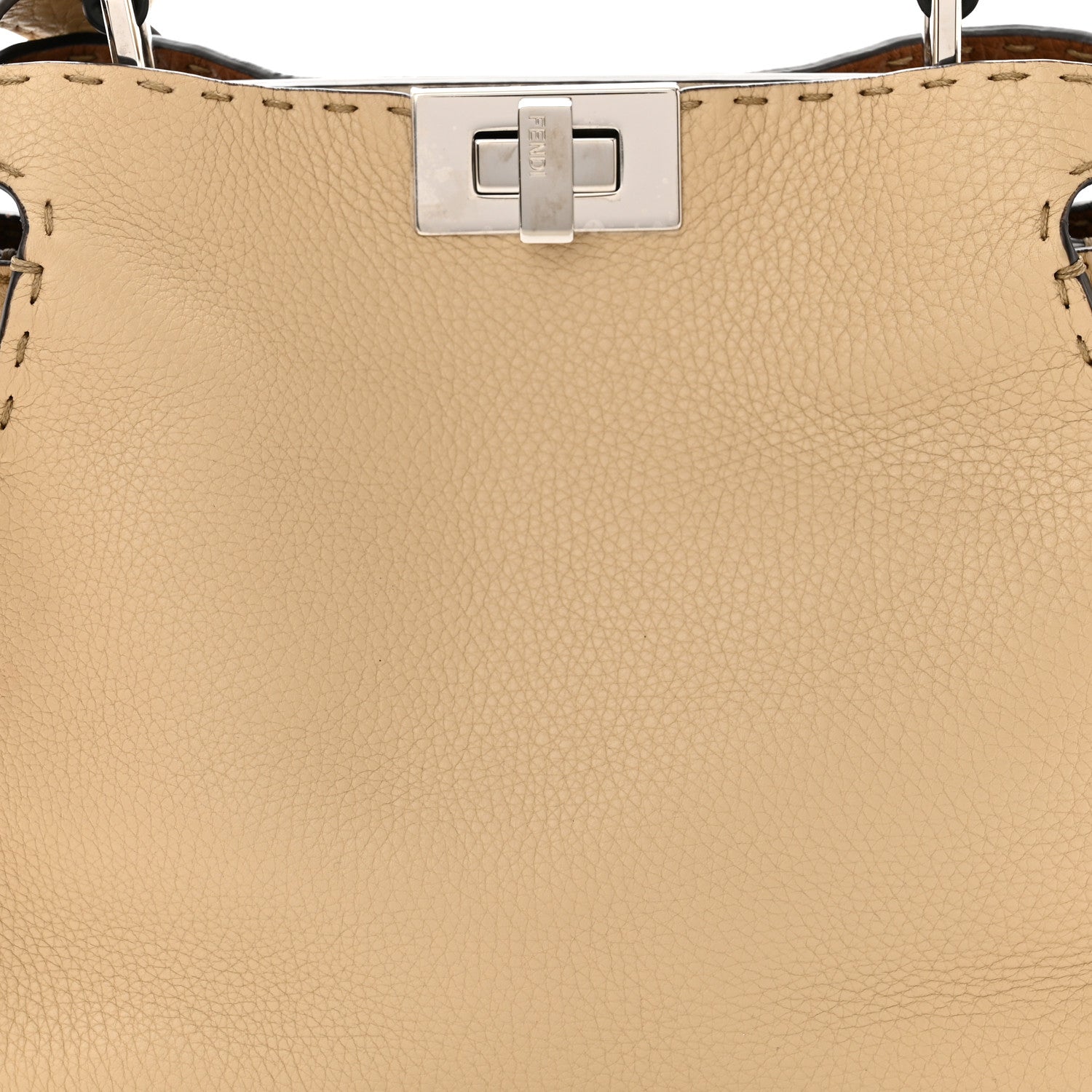 Fendi Cuoio Romano Selleria Medium Peekaboo Iconic Essentially Satchel Paglia Latte Mou 9 of 11